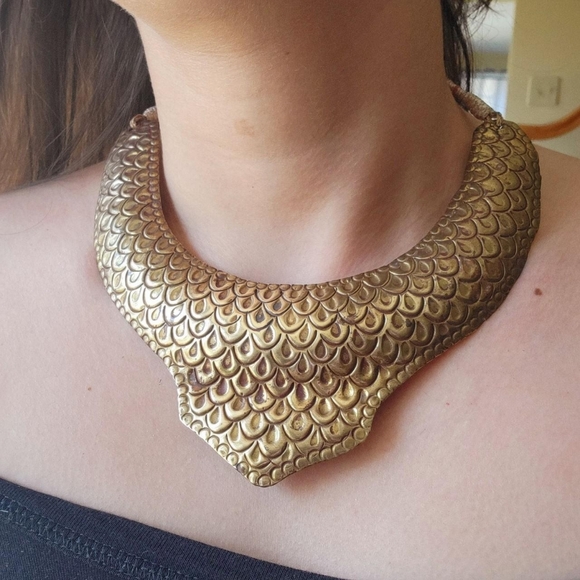 *RARE* Vintage Brass Collar Statement Necklace - Picture 4 of 8